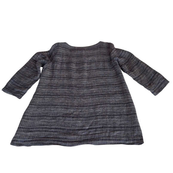 Eileen Fisher Coastline Organic Linen Button-Up Grey Tunic Top Women Size Medium - Picture 7 of 16